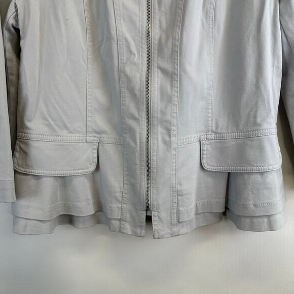 WHBM Light Gray Full Zip Blazer Jacket Womens Size 14 Business Casual Feminine - Picture 4 of 16